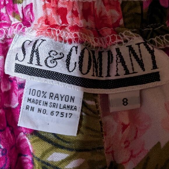 Vtg 1990s SK & Company Pink Purple Lilac Floral Print Button Maxi Skirt M 8 - Picture 5 of 5